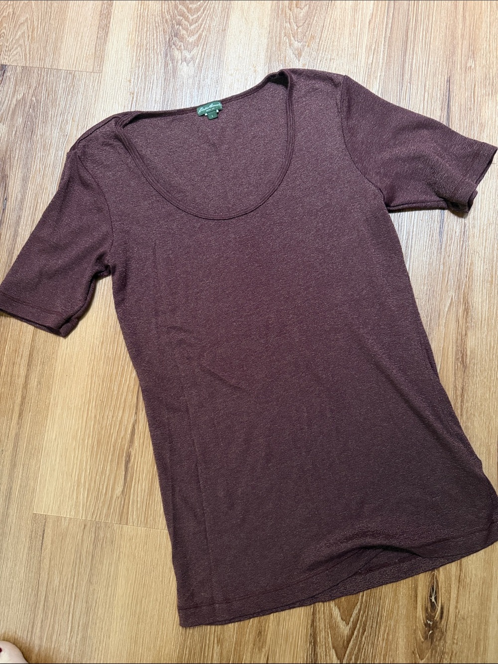 Eddie Bauer Scoop Neck Short Sleeve Tee - Deep maroon